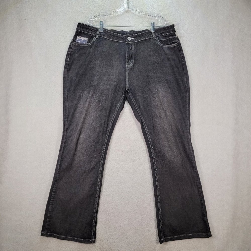 Charcoal Denim Stretch High Rise American Flag Classic Western Bootcut Jeans